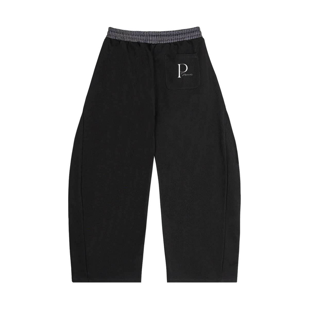 Papacitos Black Plaid Waistband Barrel Sweatpants 002P