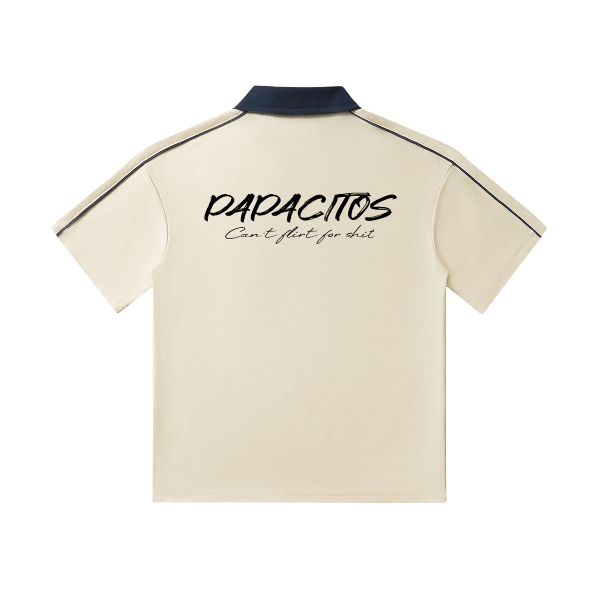 Papacitos Beige Contrast Collar Polo 002P