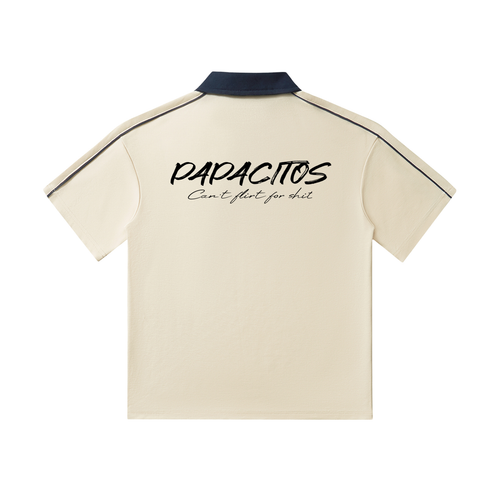 Papacitos Beige Contrast Collar Polo 002P