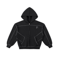 Papacitos Black Boxy Fleece Zip Hoodie 003P