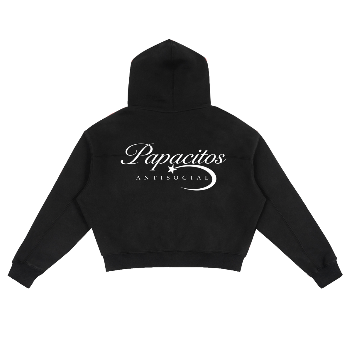 Papacitos Black Fleece Zip-Up Boxy Hoodie 001P