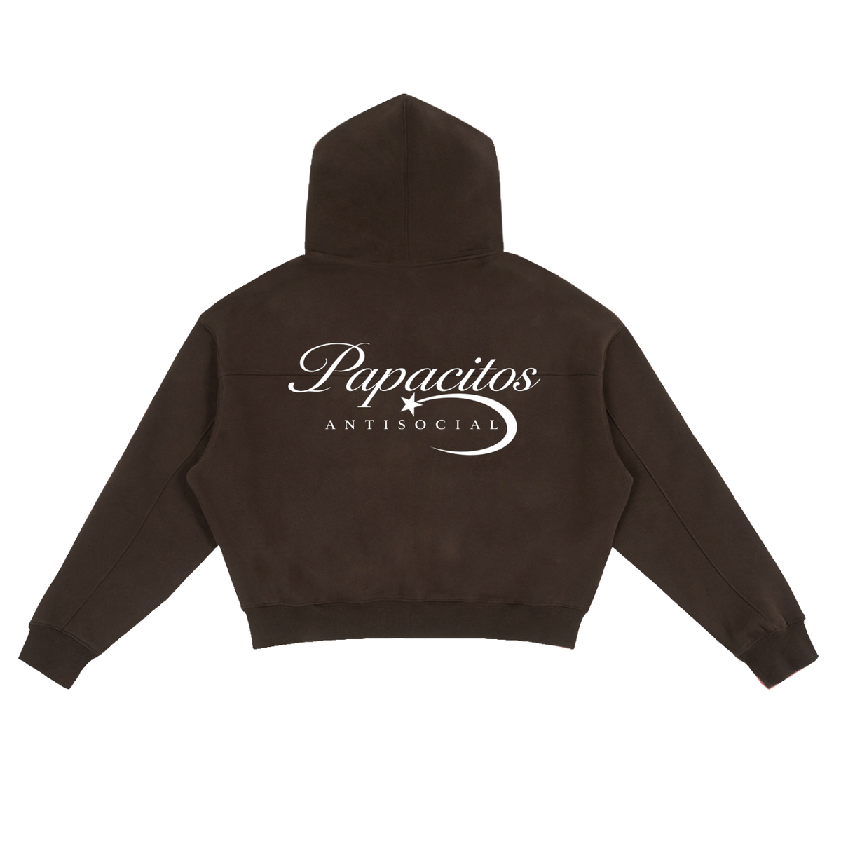 Papacitos Brown Fleece Zip-Up Boxy Hoodie 001P
