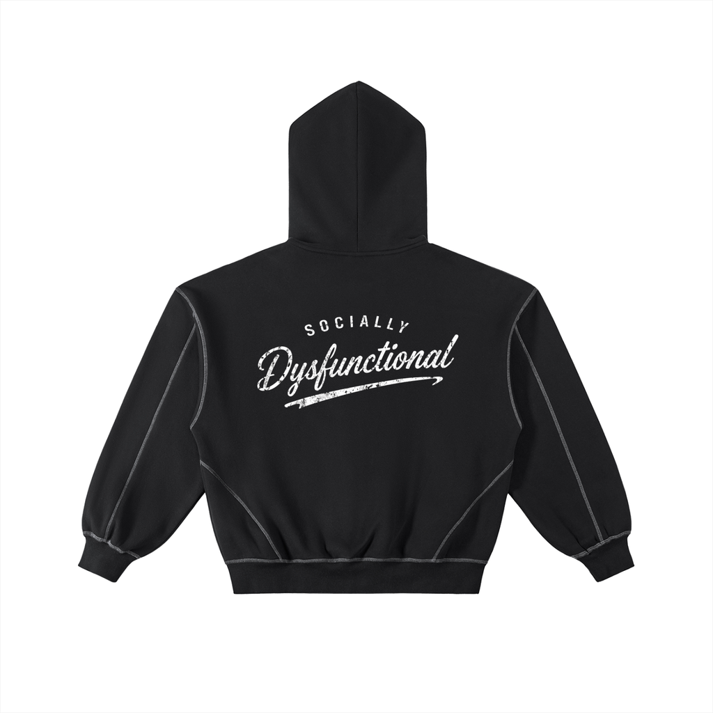 Papacitos Black Boxy Fleece Zip Hoodie 003P