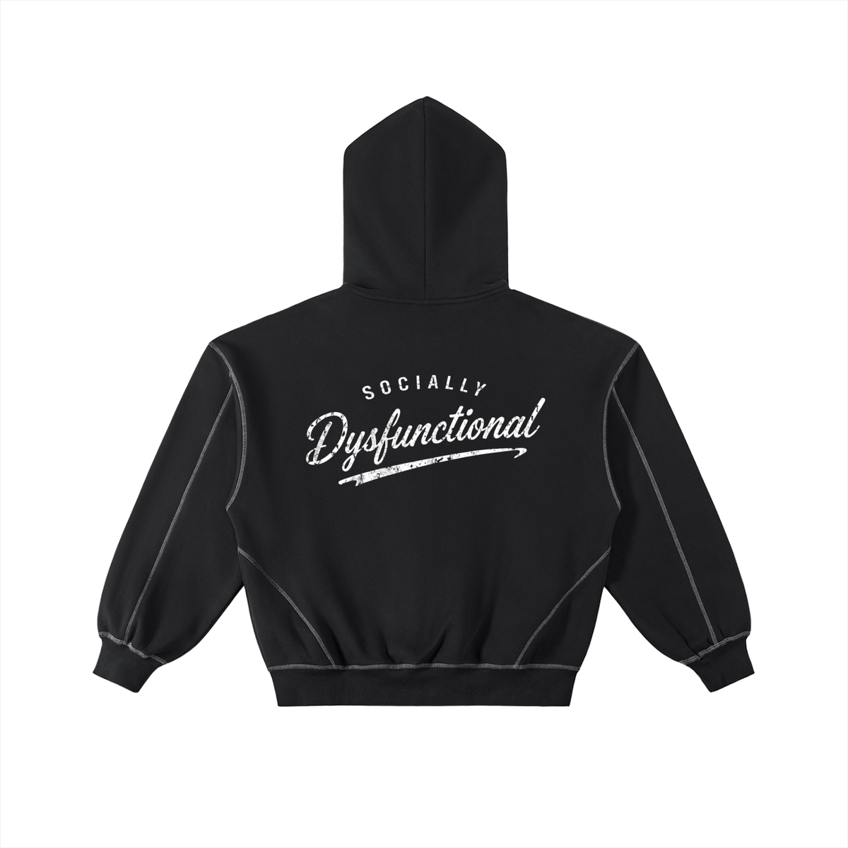 Papacitos Black Boxy Fleece Zip Hoodie 003P