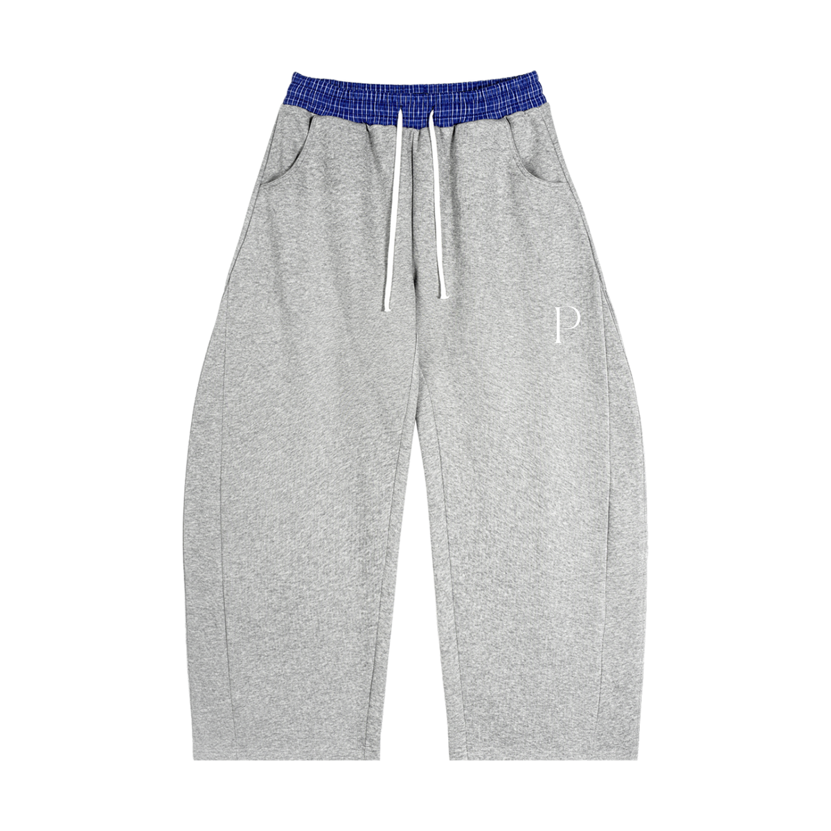 Papacitos Grey Plaid Waistband Barrel Sweatpants 002P