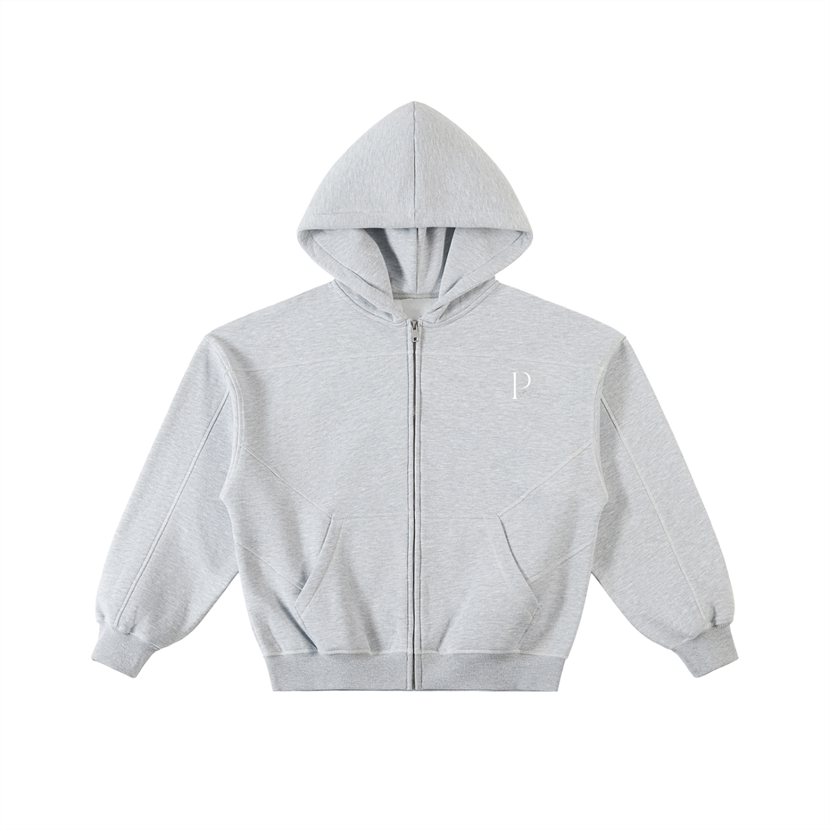 Papacitos Grey Boxy Fleece Zip Hoodie 003P