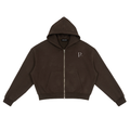 Papacitos Brown Fleece Zip-Up Boxy Hoodie 001P
