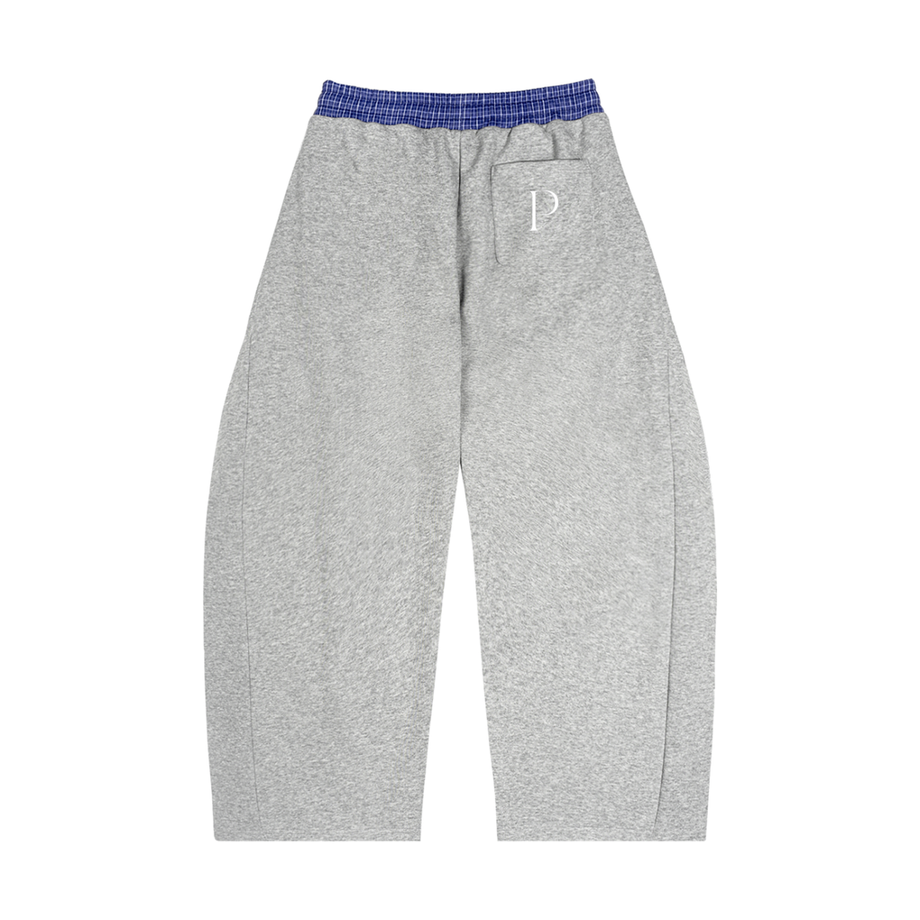 Papacitos Grey Plaid Waistband Barrel Sweatpants 002P