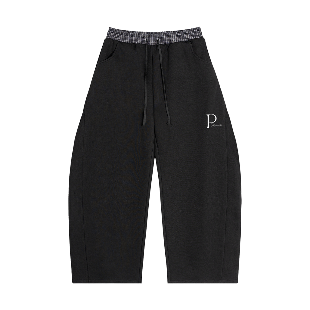 Papacitos Black Plaid Waistband Barrel Sweatpants 002P