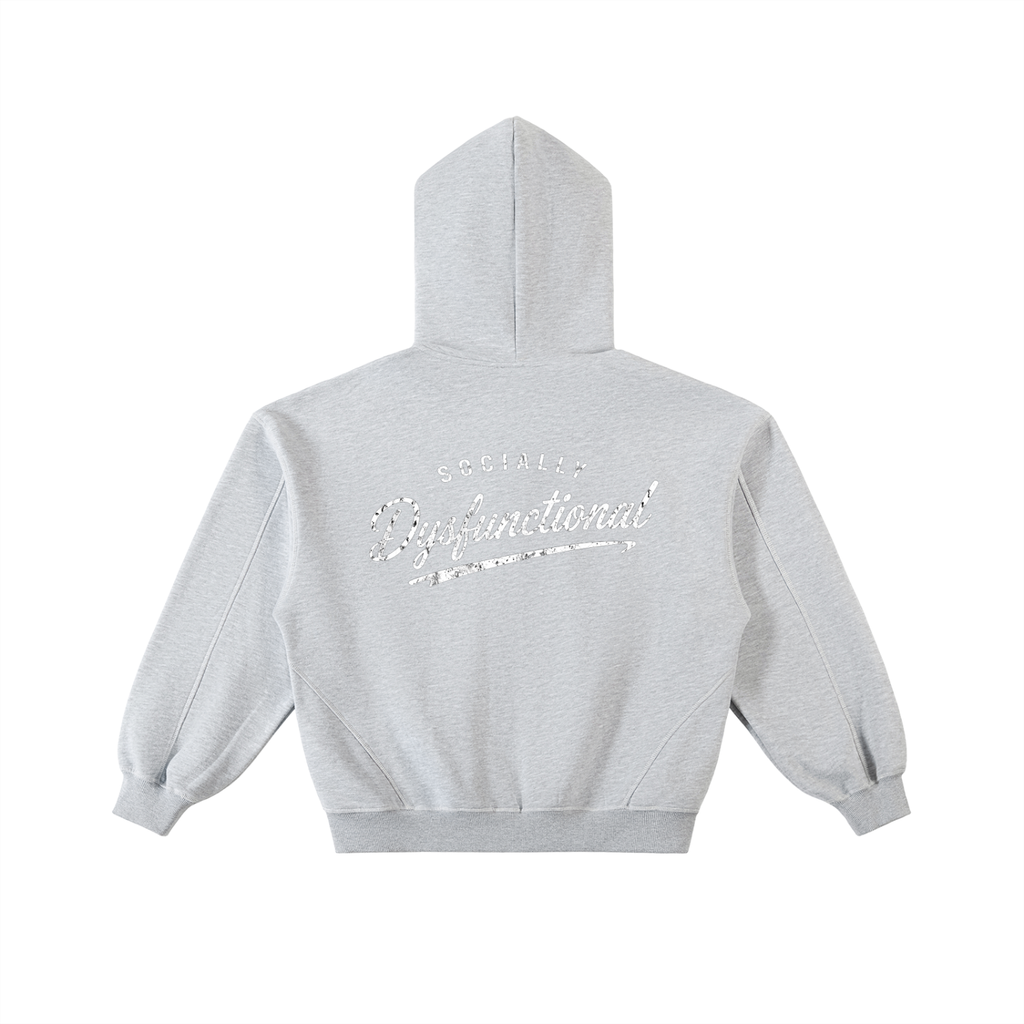 Papacitos Grey Boxy Fleece Zip Hoodie 003P