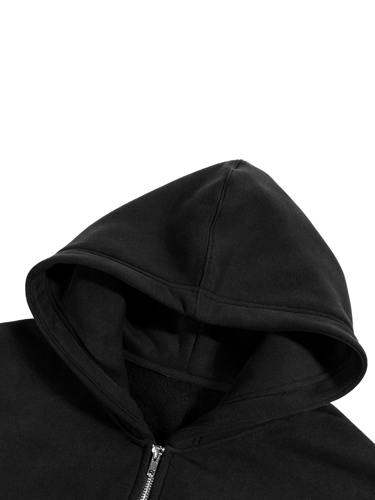 Papacitos Black Fleece Zip-Up Boxy Hoodie 001P