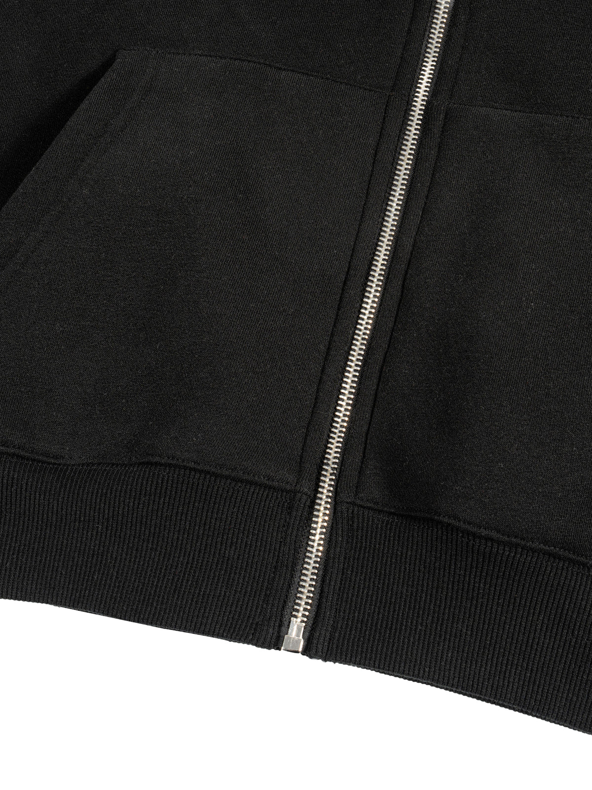 Papacitos Black Fleece Zip-Up Boxy Hoodie 001P