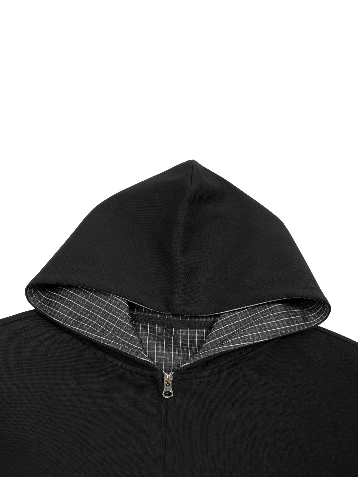 Papacitos Black Plaid Boxy Zip Hoodie 002P